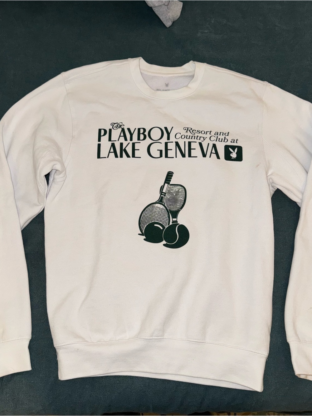 PLAYBOY White Crewneck Sweatshirt with Black Print